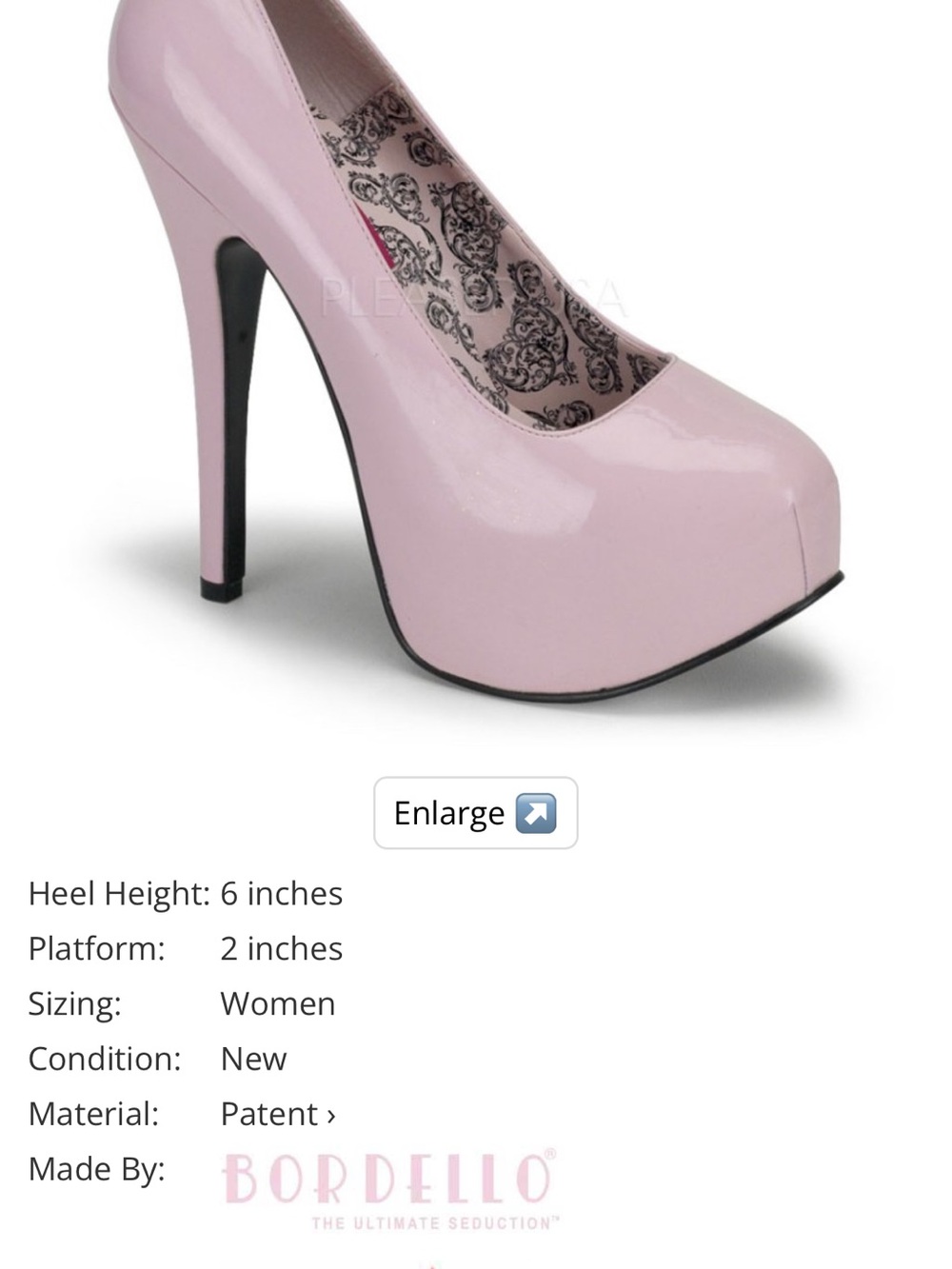 Pleaser Light Pink Patent High-Stiletto Platform Pump